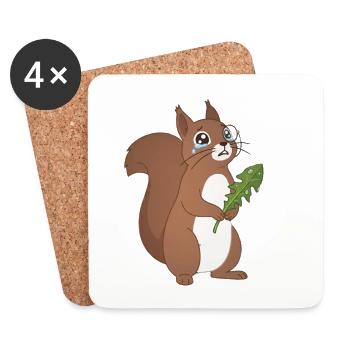Eichhörnchen, das mit Blättern weint - Untersetzer (4er-Set) - Weiß - Vorne