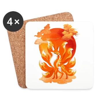 Neunschwänziger Fuchs – Ursprüngliches Geschenk - Untersetzer (4er-Set) - Weiß - Vorne