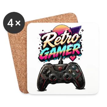 Retro Gamer Neon Controller - Coasters (set of 4) - white - Front
