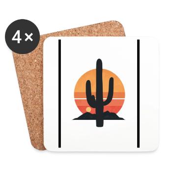 Desert Sun Cactus Silhouette - Coasters (set of 4) - white - Front