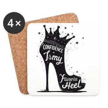 Confidence is my favorite Heel - High Heel - Untersetzer (4er-Set) - Weiß - Vorne