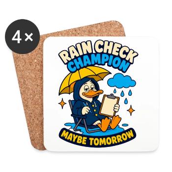 Rain Check Champion – Maybe tomorrow - Coasters (set of 4) - white - Front