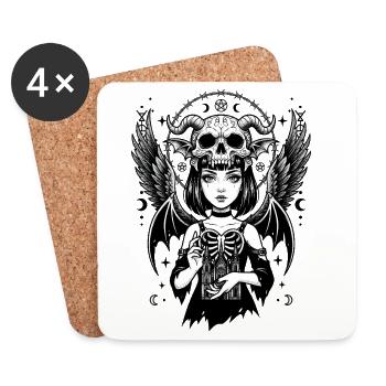 Demon Wings Gothic Girl - Coasters (set of 4) - white - Front