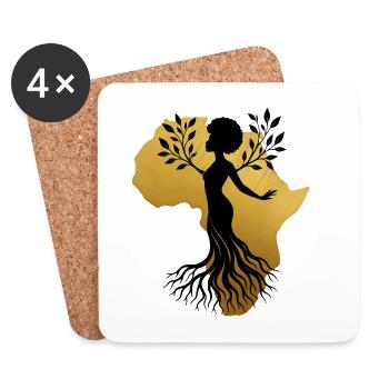Africa Women – Roots Gift - Coasters (set of 4) - white - Front