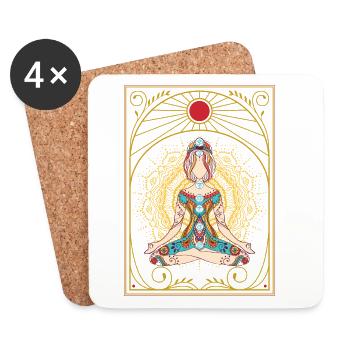 Zen Chakras – Meditation Gift - Coasters (set of 4) - white - Front