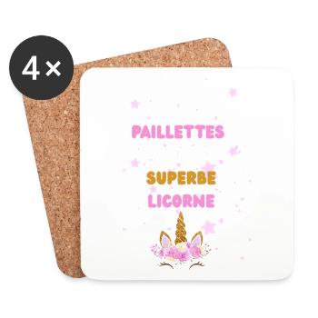 Créatures Fantastiques - Eau de Paillettes Licorne - Dessous de verre (lot de 4) - blanc - Devant