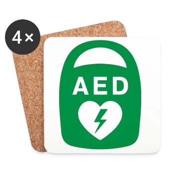 AED Heart Emergency Medical Icon - Coasters (set of 4) - white - Front
