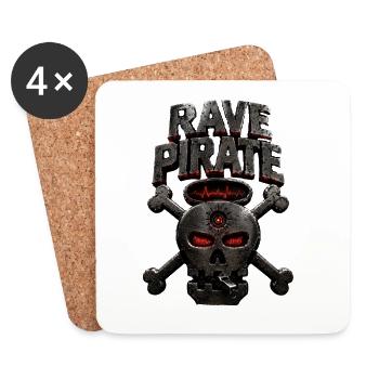 Crâne de Pirate Rave - Dessous de verre (lot de 4) - blanc - Devant