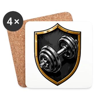 Shield of Power Dumbbell Logo - Coasters (set of 4) - white - Front