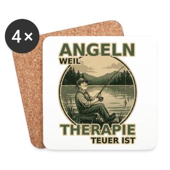 Angeln, weil Therapie teuer ist - Untersetzer (4er-Set) - Weiß - Vorne