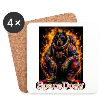 SpaceDogg Neon Astronaut Dog - Coasters (set of 4) - white - Front