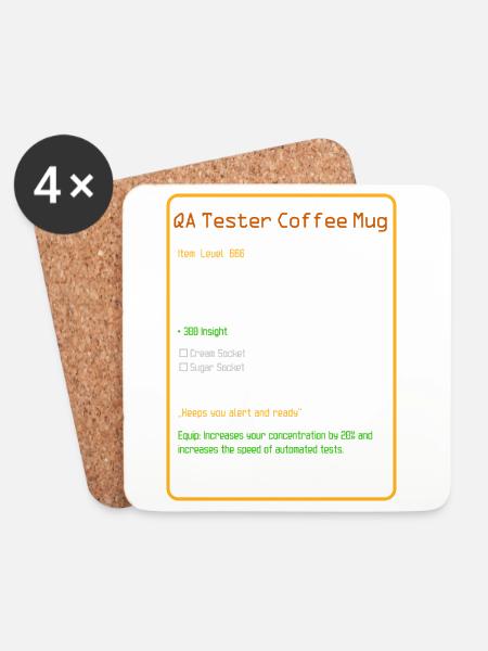 QA-Tester-Kaffeetasse Level 666 - Untersetzer (4er-Set) - Weiß