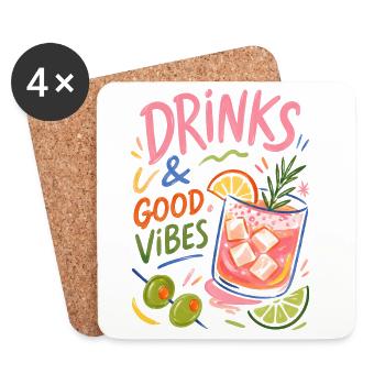 Colorful Cocktail Summer Party Drinks - Coasters (set of 4) - white - Front