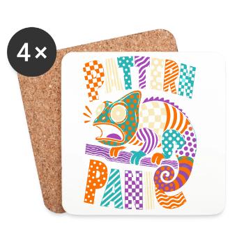 Pattern Panic Chameleon - Coasters (set of 4) - white - Front