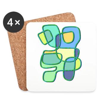 Patchwork Colour Play Contour Art - Coasters (set of 4) - white - Front