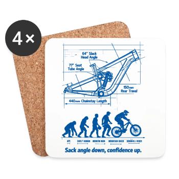 MTB Evolution Blueprint: Full Suspension Downhill - Coasters (set of 4) - white - Front