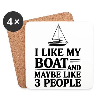 I Like My Boat And Maybe Like 3 People - Coasters (set of 4) - white - Front