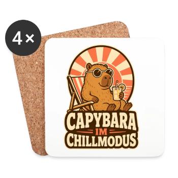Capybara im Chillmodus – Lustiger Tier Spruch - Untersetzer (4er-Set) - Weiß - Vorne