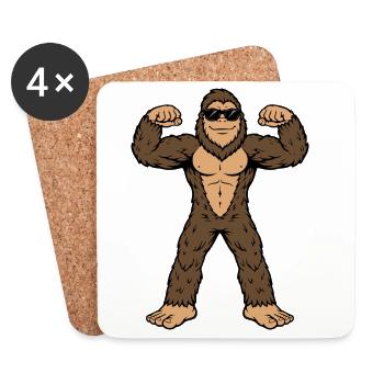 Bigfoot Muscular Dark Glasses - Coasters (set of 4) - white - Front