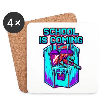 L’école arrive Arcade Pixel Art de Zombies - Dessous de verre (lot de 4) - blanc - Devant