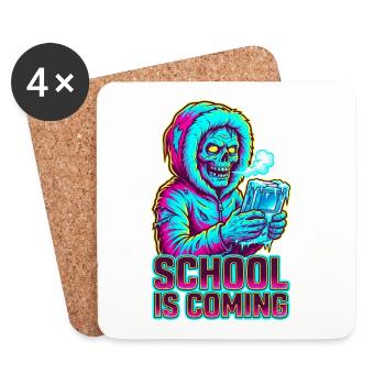 L’école arrive Zombie console portable glacée - Dessous de verre (lot de 4) - blanc - Devant