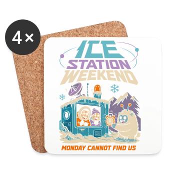 Eisstation Wochenende Winter Humor - Coasters (set of 4) - white - Front
