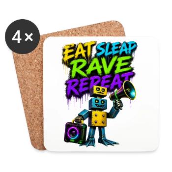 Eat Sleep Rave Repeat Graffiti Robot - Coasters (set of 4) - white - Front