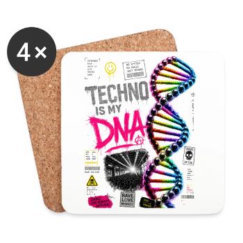 Techno est mon ADN, néon arc-en-ciel Helix - Dessous de verre (lot de 4) - blanc - Devant