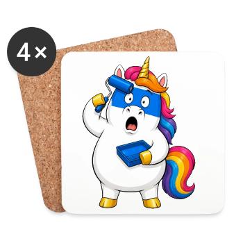 Échec maladroit du rouleau à peinture licorne - Dessous de verre (lot de 4) - blanc - Devant