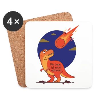 Die Lage ist nicht optimal - Dinosaurier Meteorit - Untersetzer (4er-Set) - Weiß - Vorne