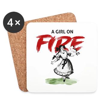 Girl on Fire – Paulinchen - Coasters (set of 4) - white - Front