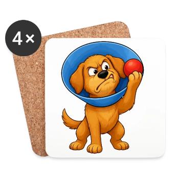 Grumpy Dog Cone Of Shame - Coasters (set of 4) - white - Front