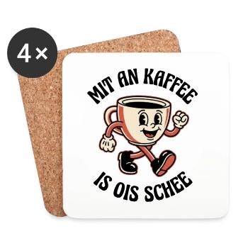 Froher Kaffee Wiener Dialekt - Untersetzer (4er-Set) - Weiß - Vorne