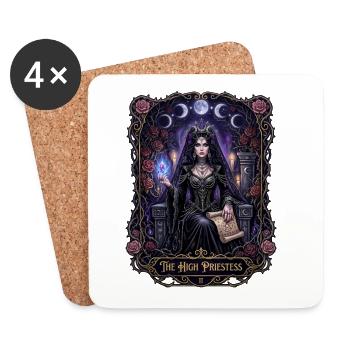 Carte de tarot gothique de la Grande Prêtresse de la Sorcière, carte de tarot - Dessous de verre (lot de 4) - blanc - Devant
