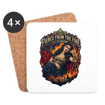 Woman on Fire Strength Gothic Vintage Style - Coasters (set of 4) - white - Front