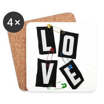 Love Tags: Bold Typography - Coasters (set of 4) - white - Front