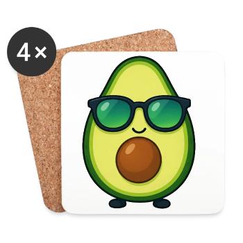 Lunettes de soleil d’été aux légumes à l’avocat Kawaii - Dessous de verre (lot de 4) - blanc - Devant