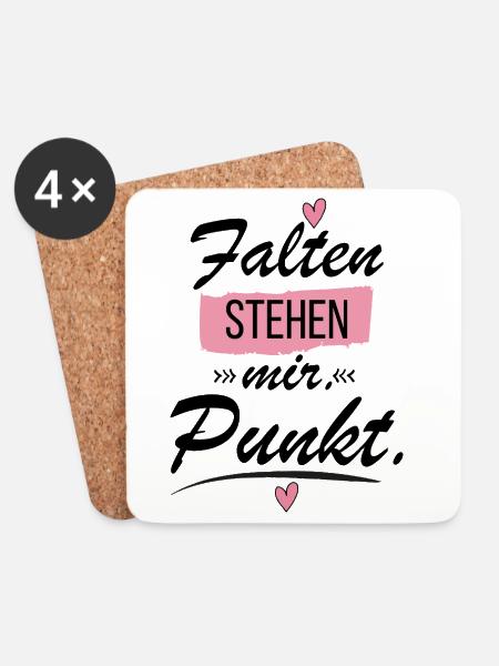 Falten stehen mir Punkt - lustige Sprüche - Untersetzer (4er-Set) - Weiß