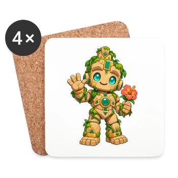 Dschungel-Golem Hibiskus - Untersetzer (4er-Set) - Weiß - Vorne