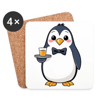 Pinguin-Kellner - Untersetzer (4er-Set) - Weiß - Vorne