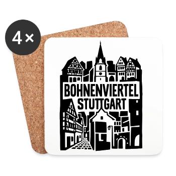 Bohnenviertel Stuttgart Skyline Silhouette - Untersetzer (4er-Set) - Weiß - Vorne