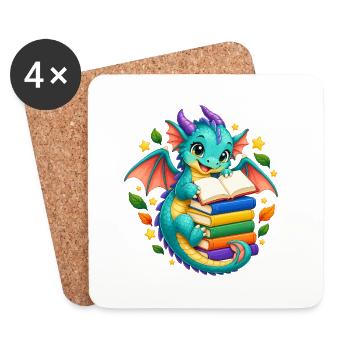 Buchlesender Drachenzauber - Untersetzer (4er-Set) - Weiß - Vorne
