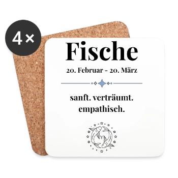 Fische Sternzeichen Eigenschaften - Untersetzer (4er-Set) - Weiß - Vorne