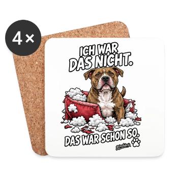 Hund im Kissenchaos - Untersetzer (4er-Set) - Weiß - Vorne