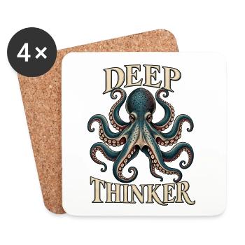 Deep Thinker – Vintage Oktopus - Untersetzer (4er-Set) - Weiß - Vorne