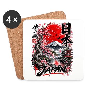 Japan Samurai Spirit – Mount Fuji Design - Untersetzer (4er-Set) - Weiß - Vorne