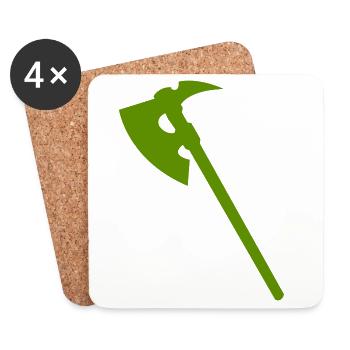 Grüne Axt Silhouette - Untersetzer (4er-Set) - Weiß - Vorne