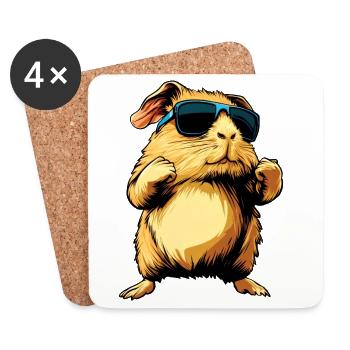 Fitness Meerschweinchen - Untersetzer (4er-Set) - Weiß - Vorne