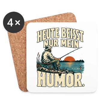 Angeln – Heute beißt nur mein Humor - Untersetzer (4er-Set) - Weiß - Vorne