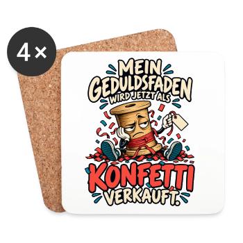Geduldsfaden Konfetti - Untersetzer (4er-Set) - Weiß - Vorne